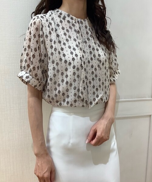 TOKYO SHIRTS(トウキョウシャツ)の「スタンドカラー 半袖ブラウス(シャツ/ブラウス・レディース・ネイビー/ホワイト/ライトイエロー・M/L)」の12枚目の写真