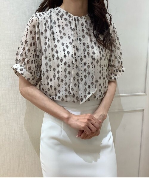 TOKYO SHIRTS(トウキョウシャツ)の「スタンドカラー 半袖ブラウス(シャツ/ブラウス・レディース・ネイビー/ホワイト/ライトイエロー・M/L)」の11枚目の写真