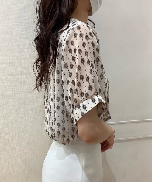 TOKYO SHIRTS(トウキョウシャツ)の「スタンドカラー 半袖ブラウス(シャツ/ブラウス・レディース・ネイビー/ホワイト/ライトイエロー・M/L)」の10枚目の写真