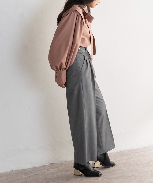 EUCLAID（エウクレイド）の「ピンタックボウタイブラウス（シャツ/ブラウス・レディース・ピンク/ブラック/オフホワイト・38）」の7枚目の写真