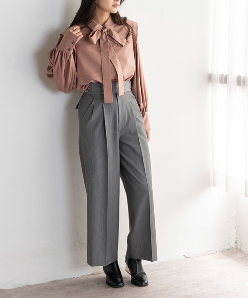 EUCLAID（エウクレイド）の「ピンタックボウタイブラウス（シャツ/ブラウス・レディース・ピンク/ブラック/オフホワイト・38）」の8枚目の写真