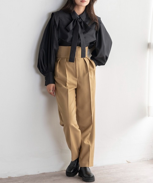 EUCLAID（エウクレイド）の「ピンタックボウタイブラウス（シャツ/ブラウス・レディース・ピンク/ブラック/オフホワイト・38）」の4枚目の写真