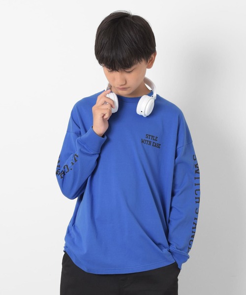 GLAZOS（グラソス）の「USAコットン・袖ロゴプリントビッグ長袖Tシャツ（その他トップス・キッズ・ブラック/ホワイト/ブルー・150cm/160cm/170cm/140cm）」の3枚目の写真