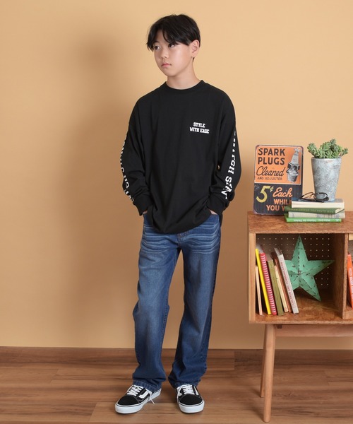 GLAZOS（グラソス）の「USAコットン・袖ロゴプリントビッグ長袖Tシャツ（その他トップス・キッズ・ブラック/ホワイト/ブルー・150cm/160cm/170cm/140cm）」の5枚目の写真