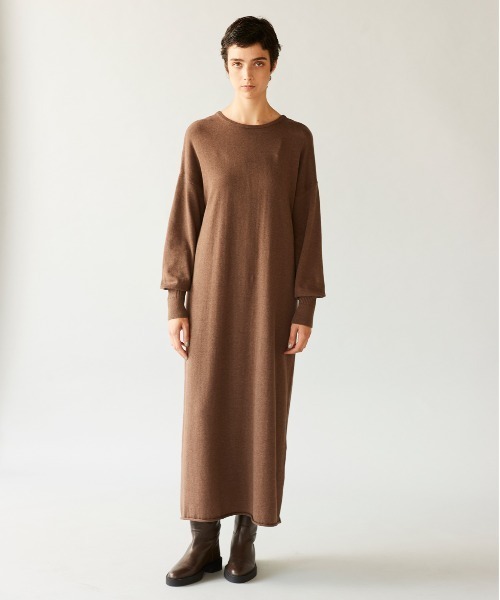 WALANCE(ワランス)の「コットンスムースニットドレス(ワンピース・レディース・サンドベージュ/アイボリー/ブラウン・FREE)」の3枚目の写真