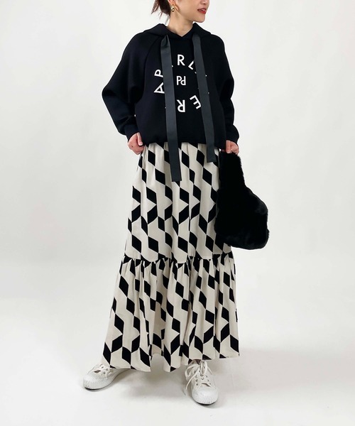 PICCIN(ピッチン)の「【WEB限定】切り替え幾何学スカート(スカート・レディース・ブラック/オフホワイト・L/M)」の12枚目の写真