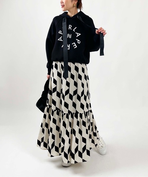 PICCIN(ピッチン)の「【WEB限定】切り替え幾何学スカート(スカート・レディース・ブラック/オフホワイト・L/M)」の8枚目の写真