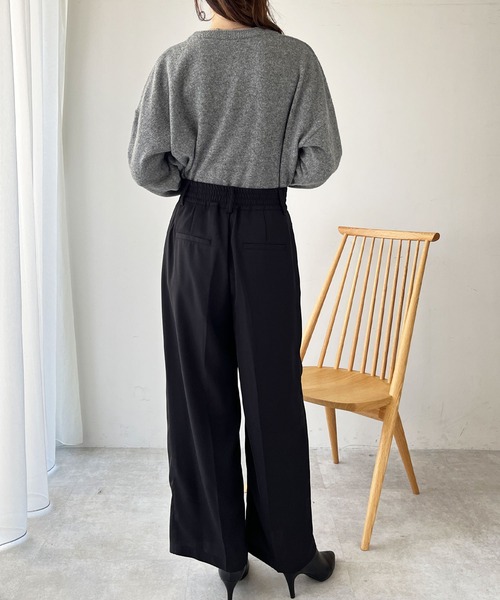 GeeRA(ジーラ)の「ハイウエストジップワイドパンツ(スラックス・レディース・ライトベージュ/ブラック・LARGE/MEDIUM)」の6枚目の写真