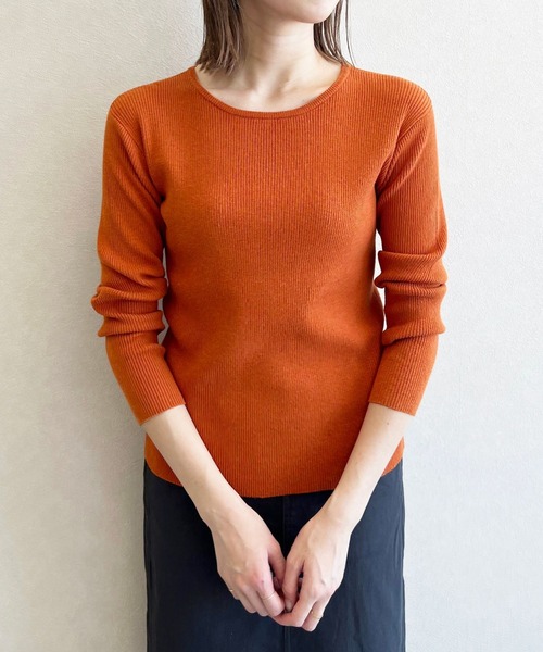 studio CLIP(スタディオクリップ)の「《days》12ゲージリブプルオーバー(ニット/セーター・レディース・オレンジ/ブラウン/その他1/オフホワイト・LARGE/MEDIUM)」の3枚目の写真
