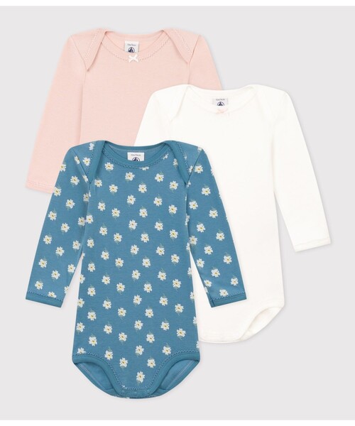 【セール】長袖ボディ３枚組（ロンパース）｜PETIT BATEAU（プチバトー）