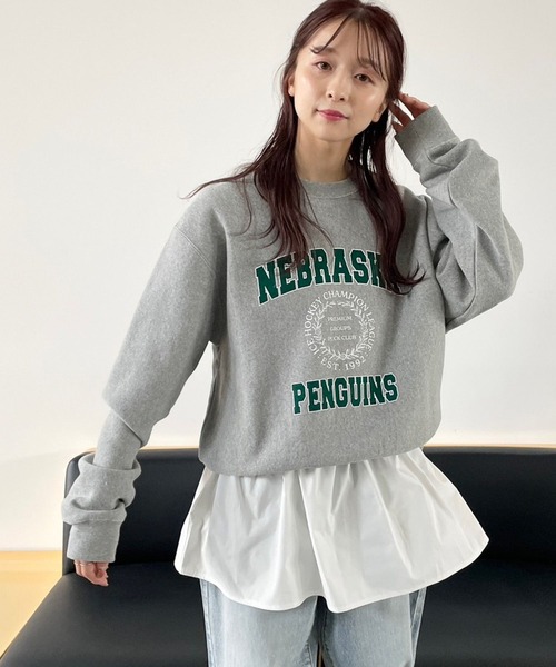 LOWRYS FARM（ローリーズファーム）の「ホッケーカジュアルウラケキモウＬＳ 966168（スウェット・レディース・チャコールグレー/ブルー/ホワイト/グレー・FREE）」の21枚目の写真