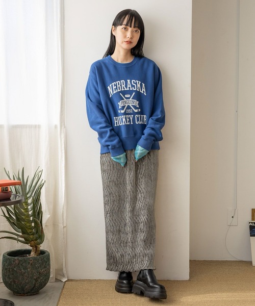 LOWRYS FARM（ローリーズファーム）の「ホッケーカジュアルウラケキモウＬＳ 966168（スウェット・レディース・チャコールグレー/ブルー/ホワイト/グレー・FREE）」の10枚目の写真