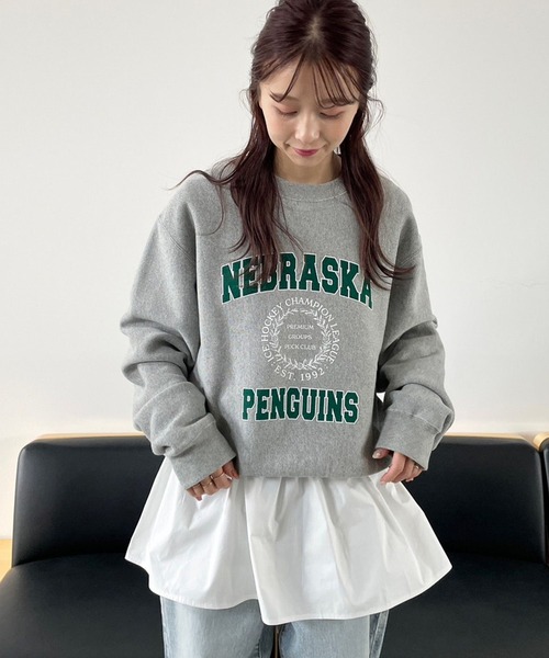 LOWRYS FARM（ローリーズファーム）の「ホッケーカジュアルウラケキモウＬＳ 966168（スウェット・レディース・チャコールグレー/ブルー/ホワイト/グレー・FREE）」の17枚目の写真