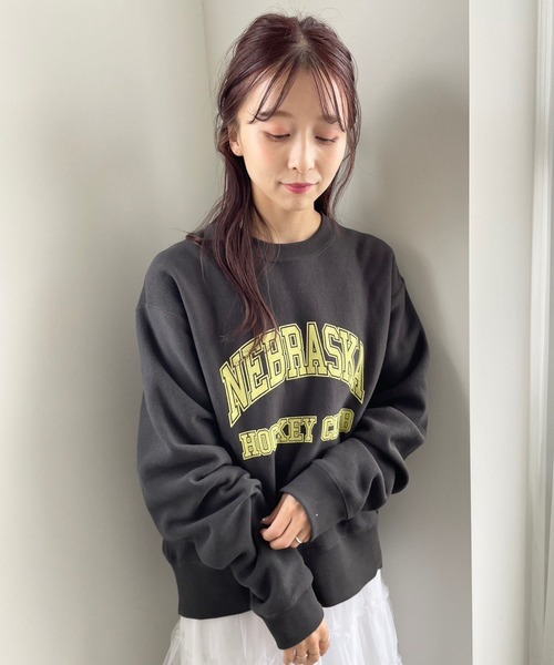 LOWRYS FARM（ローリーズファーム）の「ホッケーカジュアルウラケキモウＬＳ 966168（スウェット・レディース・チャコールグレー/ブルー/ホワイト/グレー・FREE）」の18枚目の写真