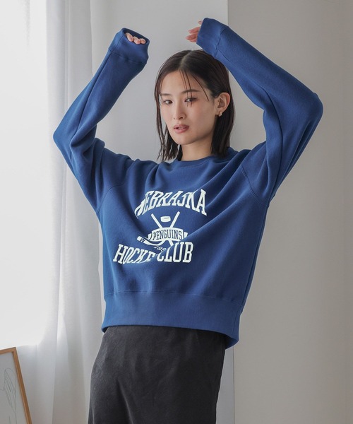 LOWRYS FARM（ローリーズファーム）の「ホッケーカジュアルウラケキモウＬＳ 966168（スウェット・レディース・チャコールグレー/ブルー/ホワイト/グレー・FREE）」の15枚目の写真