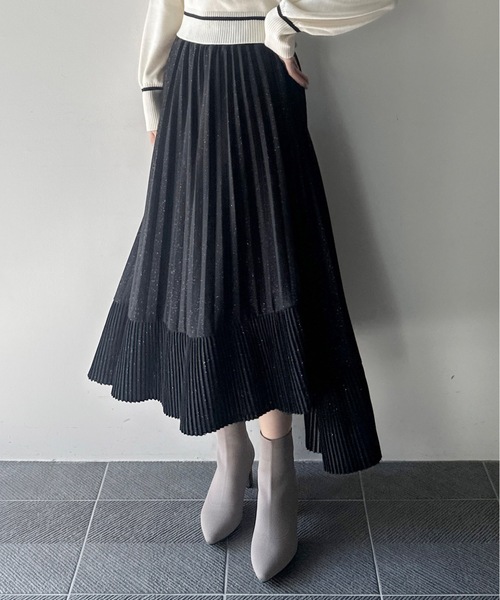 NOMAE（ノーマエ）の「シャイニーイレギュラーロングプリーツスカート
