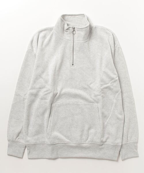 FUNALIVE（ファンアライブ）の「High neck brushed lining half zip sweatshirt / ハイネック裏起毛 ハーフジップスウェット unisex（スウェット・メンズ・ヘザーチャコール/グレイッシュベージュ/ブラック/パープル/オートミール・M/L/XL）」の12枚目の写真