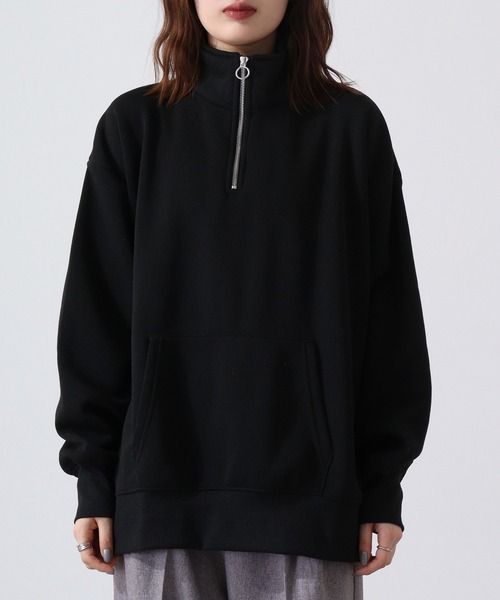 FUNALIVE（ファンアライブ）の「High neck brushed lining half zip sweatshirt / ハイネック裏起毛 ハーフジップスウェット unisex（スウェット・メンズ・ヘザーチャコール/グレイッシュベージュ/ブラック/パープル/オートミール・M/L/XL）」の17枚目の写真