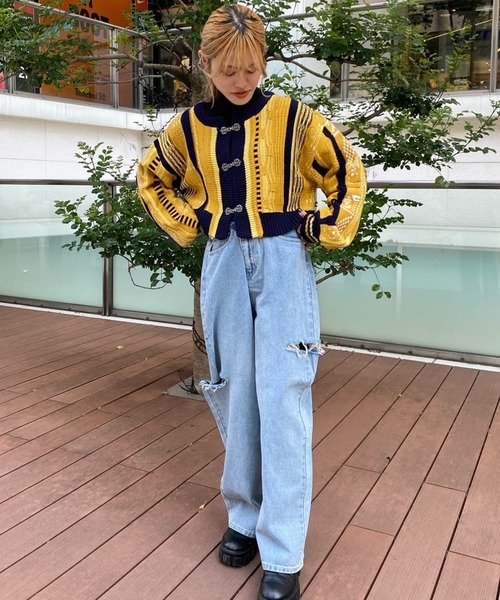 ♡美品♡ ナゴンスタンス 変形 カーディガン ショート丈 ブルー