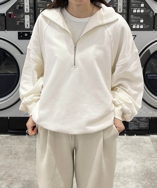tiptop（ティップトップ）の「【manamiさんコラボ/ZOZO限定】裏毛ハーフジッププルオーバー（スウェット・レディース・チャコールグレー/グレー/アイボリー・FREE）」の4枚目の写真