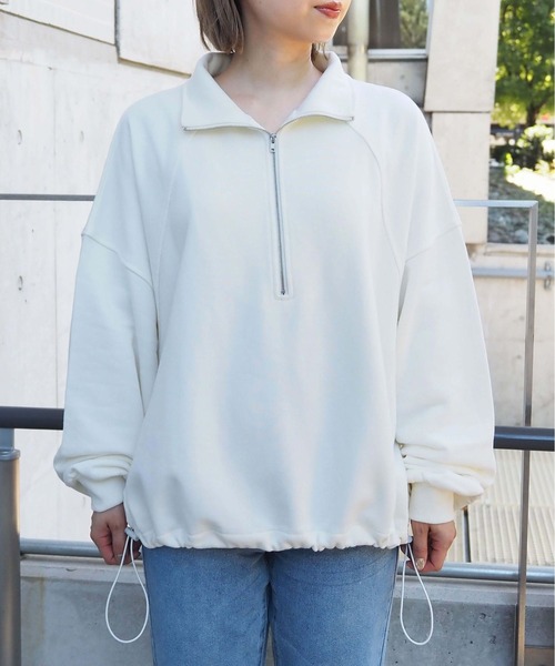 tiptop（ティップトップ）の「【manamiさんコラボ/ZOZO限定】裏毛ハーフジッププルオーバー（スウェット・レディース・チャコールグレー/グレー/アイボリー・FREE）」の20枚目の写真