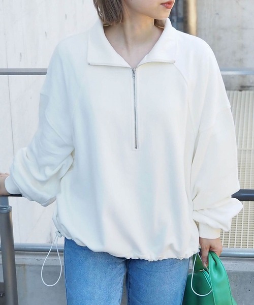 tiptop（ティップトップ）の「【manamiさんコラボ/ZOZO限定】裏毛ハーフジッププルオーバー（スウェット・レディース・チャコールグレー/グレー/アイボリー・FREE）」の9枚目の写真