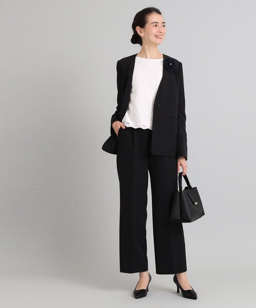 OPAQUE.CLIP（オペークドットクリップ）の「◆≪ヒルナンデス！で紹介≫ 通勤・セレモニー対応/レースブラウス【洗濯機洗い可】（シャツ/ブラウス・レディース・ネイビー/ホワイト・36/42/40/38）」の7枚目の写真