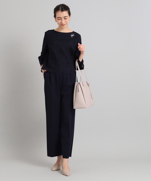 OPAQUE.CLIP（オペークドットクリップ）の「◆≪ヒルナンデス！で紹介≫ 通勤・セレモニー対応/レースブラウス【洗濯機洗い可】（シャツ/ブラウス・レディース・ネイビー/ホワイト・36/42/40/38）」の9枚目の写真