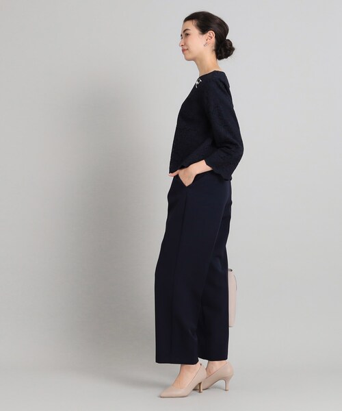 OPAQUE.CLIP（オペークドットクリップ）の「◆≪ヒルナンデス！で紹介≫ 通勤・セレモニー対応/レースブラウス【洗濯機洗い可】（シャツ/ブラウス・レディース・ネイビー/ホワイト・36/42/40/38）」の10枚目の写真