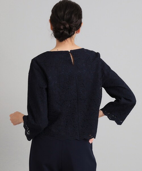 OPAQUE.CLIP（オペークドットクリップ）の「◆≪ヒルナンデス！で紹介≫ 通勤・セレモニー対応/レースブラウス【洗濯機洗い可】（シャツ/ブラウス・レディース・ネイビー/ホワイト・36/42/40/38）」の11枚目の写真