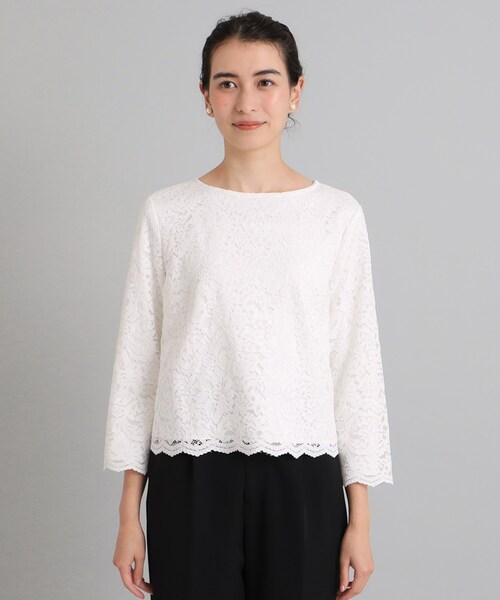 OPAQUE.CLIP（オペークドットクリップ）の「◆≪ヒルナンデス！で紹介≫ 通勤・セレモニー対応/レースブラウス【洗濯機洗い可】（シャツ/ブラウス・レディース・ネイビー/ホワイト・36/42/40/38）」の17枚目の写真