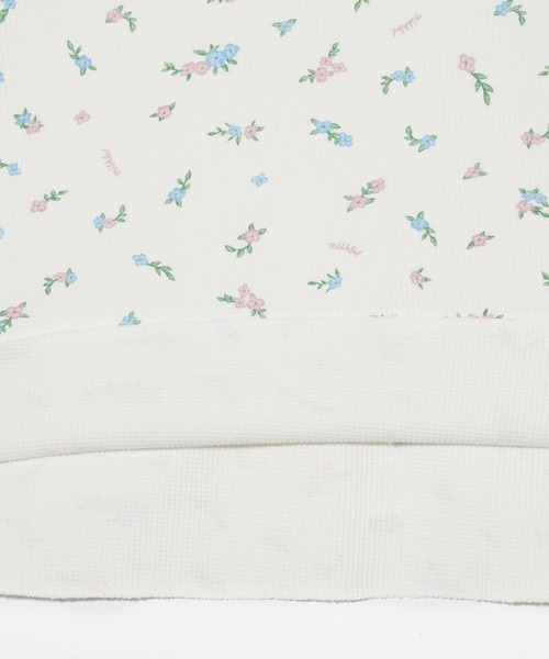 MILKFED.（ミルクフェド）の「FLORAL PATTERN WAFFLE L/S TOP（Tシャツ/カットソー・レディース・アッシュ/ホワイト・ONE SIZE）」の10枚目の写真