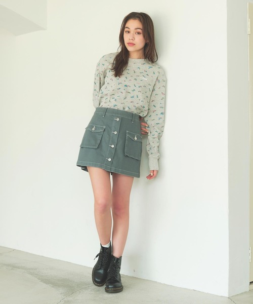 MILKFED.（ミルクフェド）の「FLORAL PATTERN WAFFLE L/S TOP（Tシャツ/カットソー・レディース・アッシュ/ホワイト・ONE SIZE）」の12枚目の写真