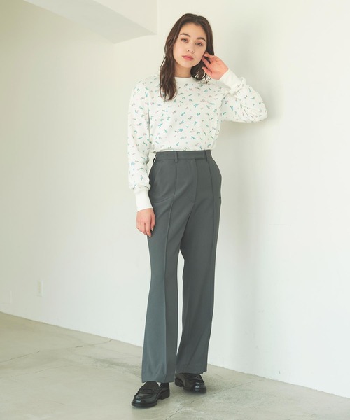 MILKFED.（ミルクフェド）の「FLORAL PATTERN WAFFLE L/S TOP（Tシャツ/カットソー・レディース・アッシュ/ホワイト・ONE SIZE）」の14枚目の写真