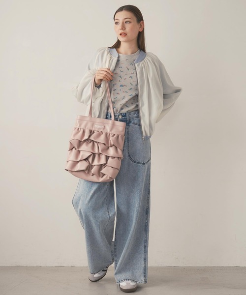 MILKFED.（ミルクフェド）の「FLORAL PATTERN WAFFLE L/S TOP（Tシャツ/カットソー・レディース・アッシュ/ホワイト・ONE SIZE）」の18枚目の写真