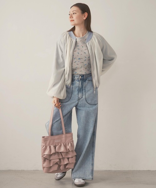 MILKFED.（ミルクフェド）の「FLORAL PATTERN WAFFLE L/S TOP（Tシャツ/カットソー・レディース・アッシュ/ホワイト・ONE SIZE）」の19枚目の写真