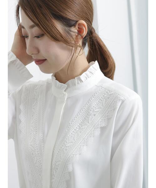 Te chichi(テチチ)の「バイアスレーススタンドフリルブラウス(シャツ/ブラウス・レディース・オフホワイト・F)」の2枚目の写真