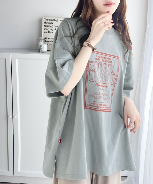 《JaVaジャバコラボ》”ゆるっ”と着映え。オーガニックコットン混夏に使える綿100％前後2wayステッチツアーロゴ刺繍シンプル半袖Tシャツ