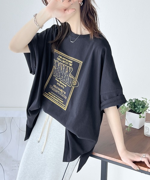 《JaVaジャバコラボ》”ゆるっ”と着映え。オーガニックコットン混夏に使える綿100％前後2wayステッチツアーロゴ刺繍シンプル半袖Tシャツ