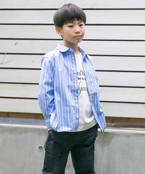URBAN RESEARCH DOORS(アーバンリサーチドアーズ)の「『WEB/一部店舗限定サイズ』ストレッチレギュラーカラーシャツ(KIDS)(シャツ/ブラウス・キッズ・ブルー系その他/ホワイト系その他・135/120/150)」の2枚目の写真