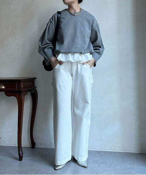 DouDou（ドゥドゥ）の「【WEB限定】  裾フリルダンボールプルオーバー（その他トップス・レディース・ブラック/オフホワイト/チャコールグレー・FREE）」の5枚目の写真