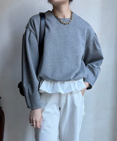 DouDou（ドゥドゥ）の「【WEB限定】  裾フリルダンボールプルオーバー（その他トップス・レディース・ブラック/オフホワイト/チャコールグレー・FREE）」の10枚目の写真