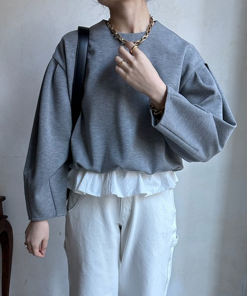 DouDou（ドゥドゥ）の「【WEB限定】  裾フリルダンボールプルオーバー（その他トップス・レディース・ブラック/オフホワイト/チャコールグレー・FREE）」の11枚目の写真