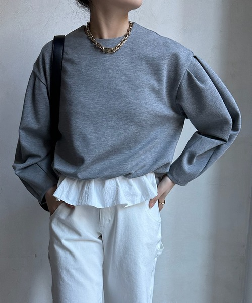 DouDou（ドゥドゥ）の「【WEB限定】  裾フリルダンボールプルオーバー（その他トップス・レディース・ブラック/オフホワイト/チャコールグレー・FREE）」の13枚目の写真