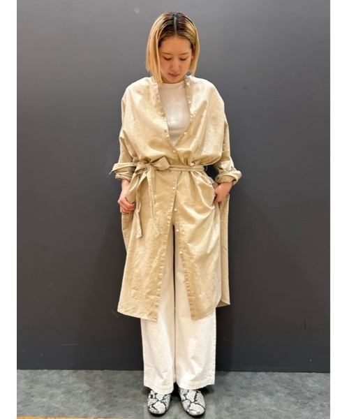 GAP（ギャップ）の「リネンブレンド マキシドレス バンドカラー 