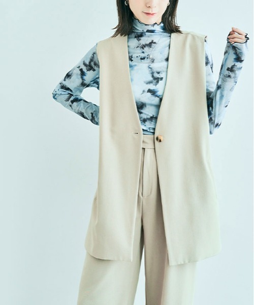 kirakiraShop(キラキラショップ)の「ノーカラー ジレ ジャケット(ベスト・レディース・ブラック/ベージュ/ブラウン/ブルー/ダークグレー/ライトベージュ・FREE)」の6枚目の写真