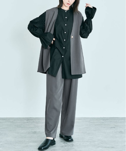 kirakiraShop(キラキラショップ)の「ノーカラー ジレ ジャケット(ベスト・レディース・ブラック/ベージュ/ブラウン/ブルー/ダークグレー/ライトベージュ・FREE)」の16枚目の写真