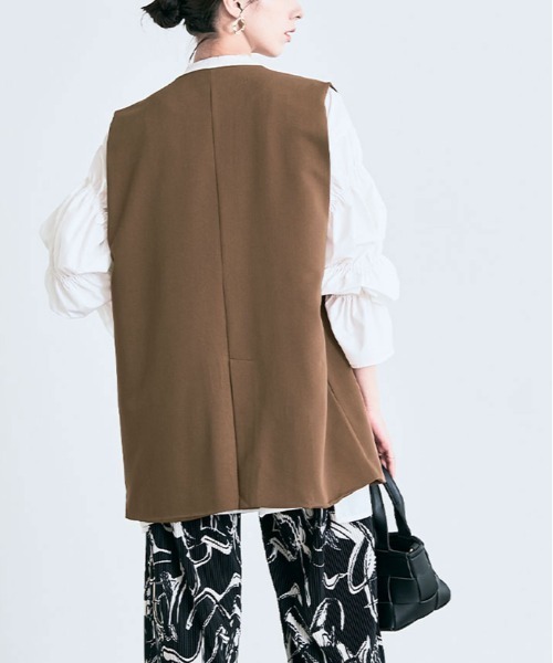 kirakiraShop(キラキラショップ)の「ノーカラー ジレ ジャケット(ベスト・レディース・ブラック/ベージュ/ブラウン/ブルー/ダークグレー/ライトベージュ・FREE)」の11枚目の写真