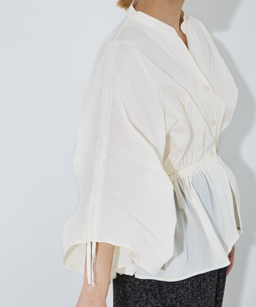 NOMINE（ノミネ）の「【セットアップ着用可】ワッシャースキッパーギャザーシャツ（シャツ/ブラウス・レディース・ブラック/カーキ/ホワイト・フリー）」の13枚目の写真