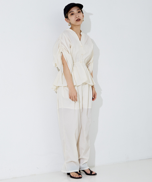 NOMINE（ノミネ）の「【セットアップ着用可】ワッシャースキッパーギャザーシャツ（シャツ/ブラウス・レディース・ブラック/カーキ/ホワイト・フリー）」の12枚目の写真